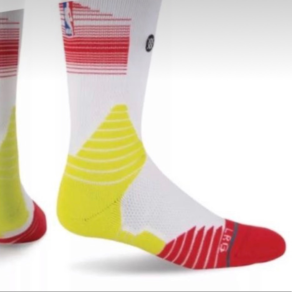 Men’s Large Stance Crew Socks Fusion Basketball NBA Core Crew Hawks NWT